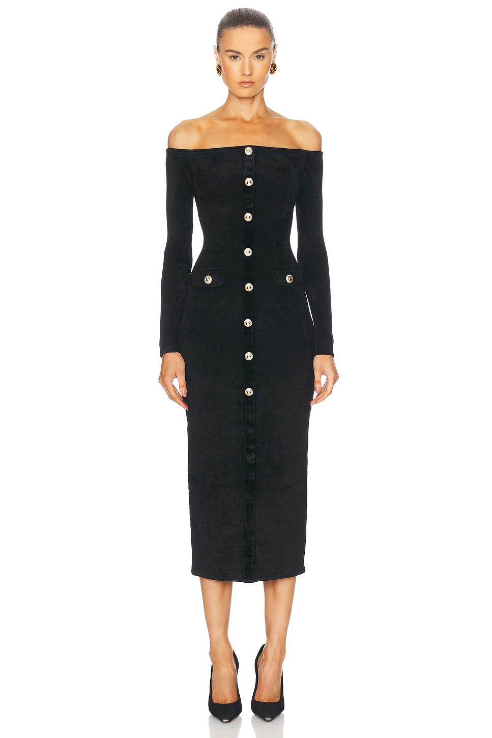 ワンピース SELF PORTRAIT CHENILLE KNIT MIDI DRESS Black Chenille Knit Midi Dress – self-portrait-US