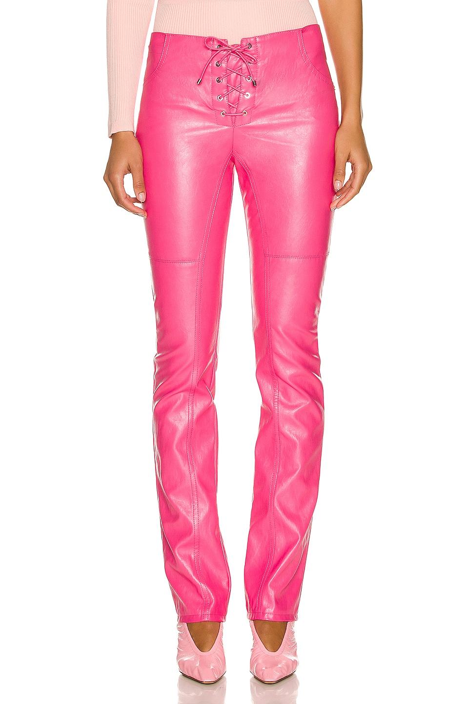 Blumarine Eco Leather Pant in Fuchsia 
