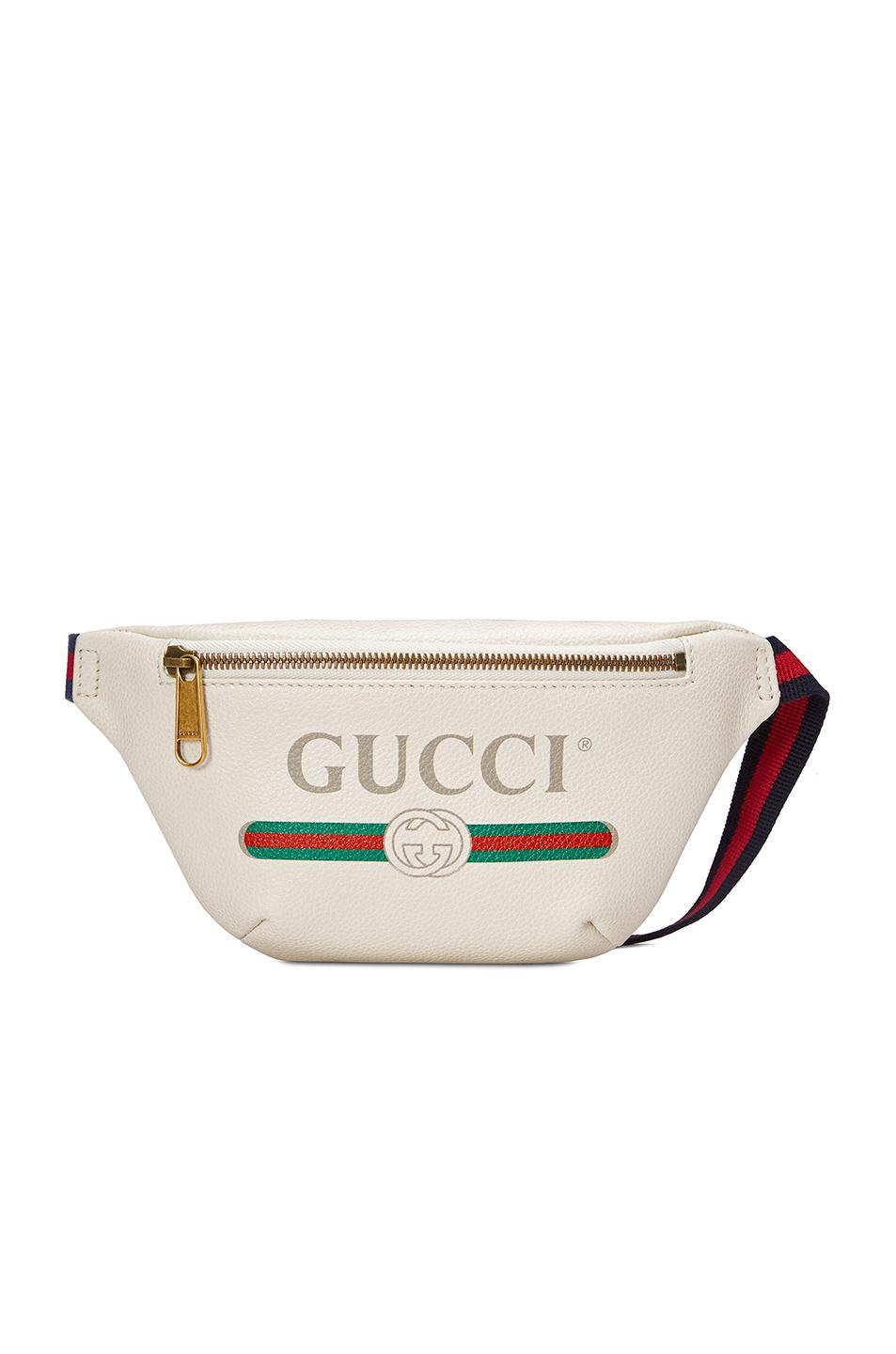 Gucci Print Leather Belt Bag in White 