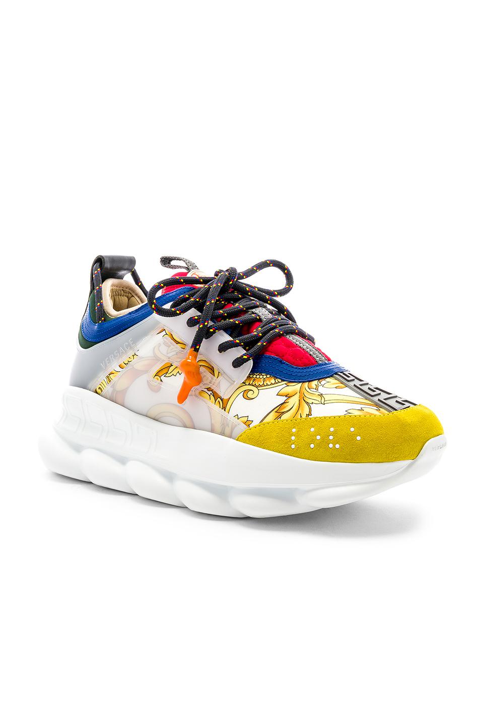 Versace Rubber Chain Reaction Sneakers in White/ Gold (Blue) for Men - Lyst