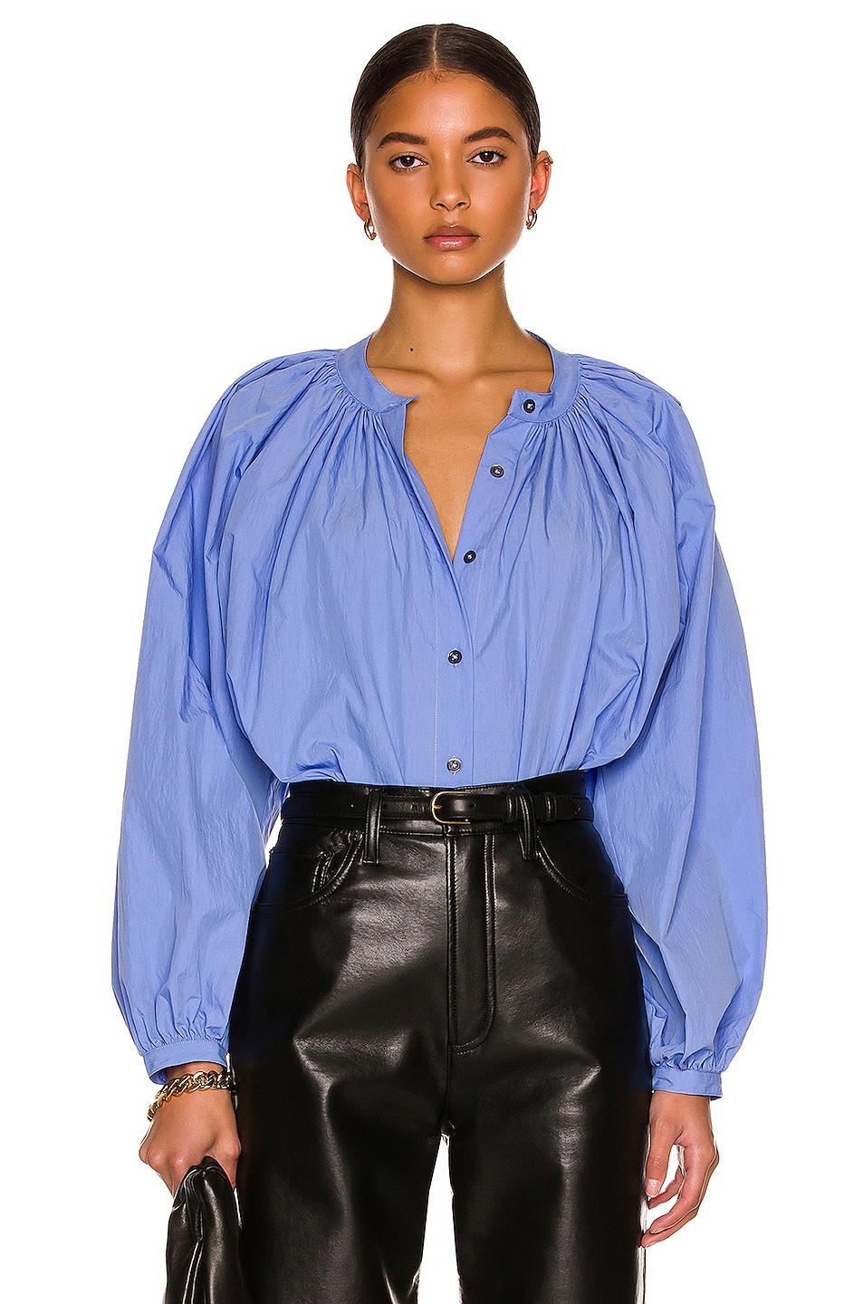 Co. Balloon Sleeve Blouse in Blue | Lyst