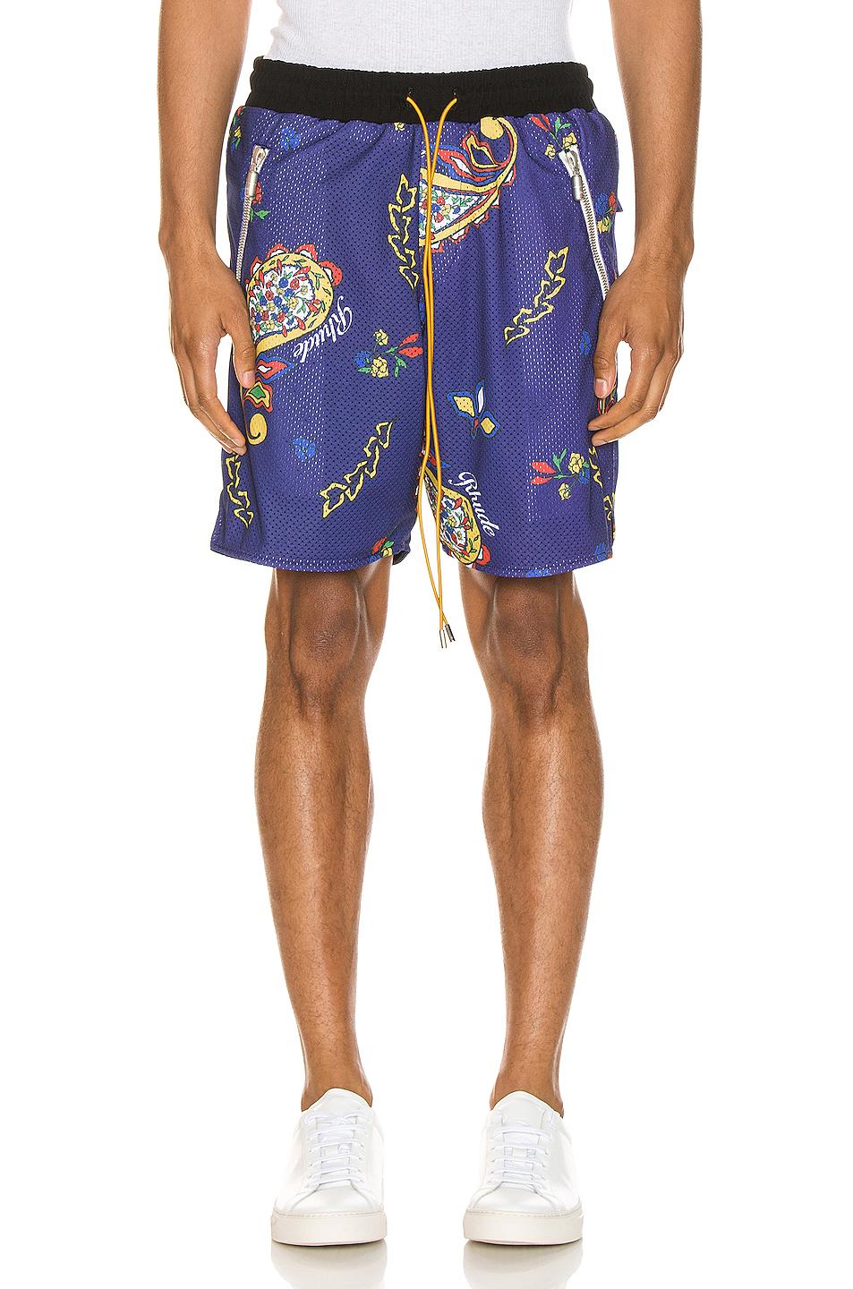 mens blue bandana shorts