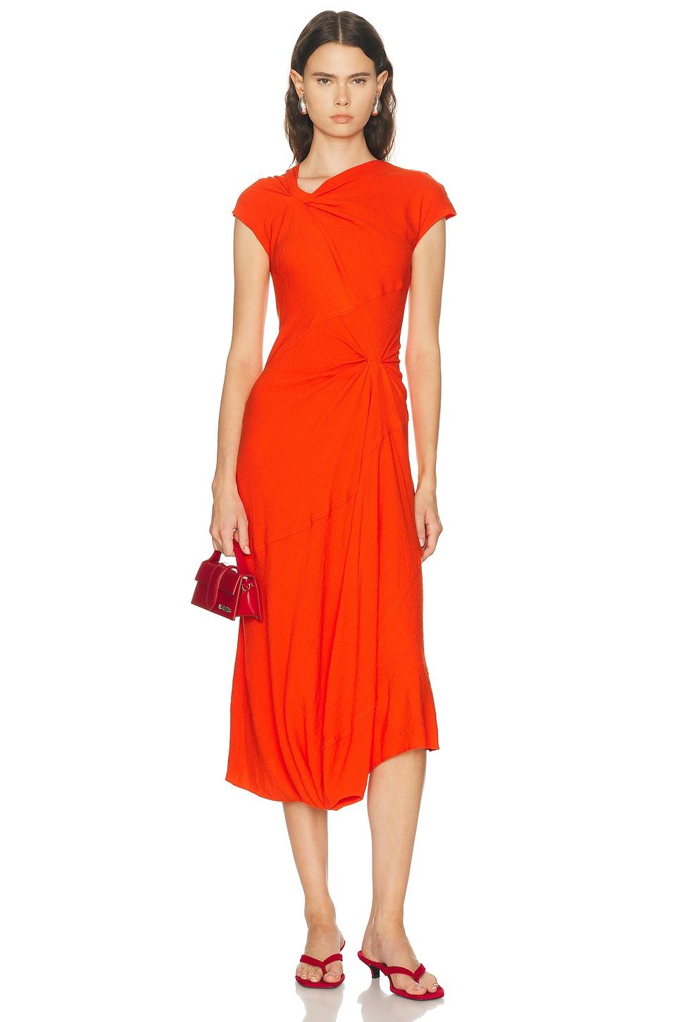 knee length dresses for ladies Button Up Short Sleeve Midi Dress Rust / S