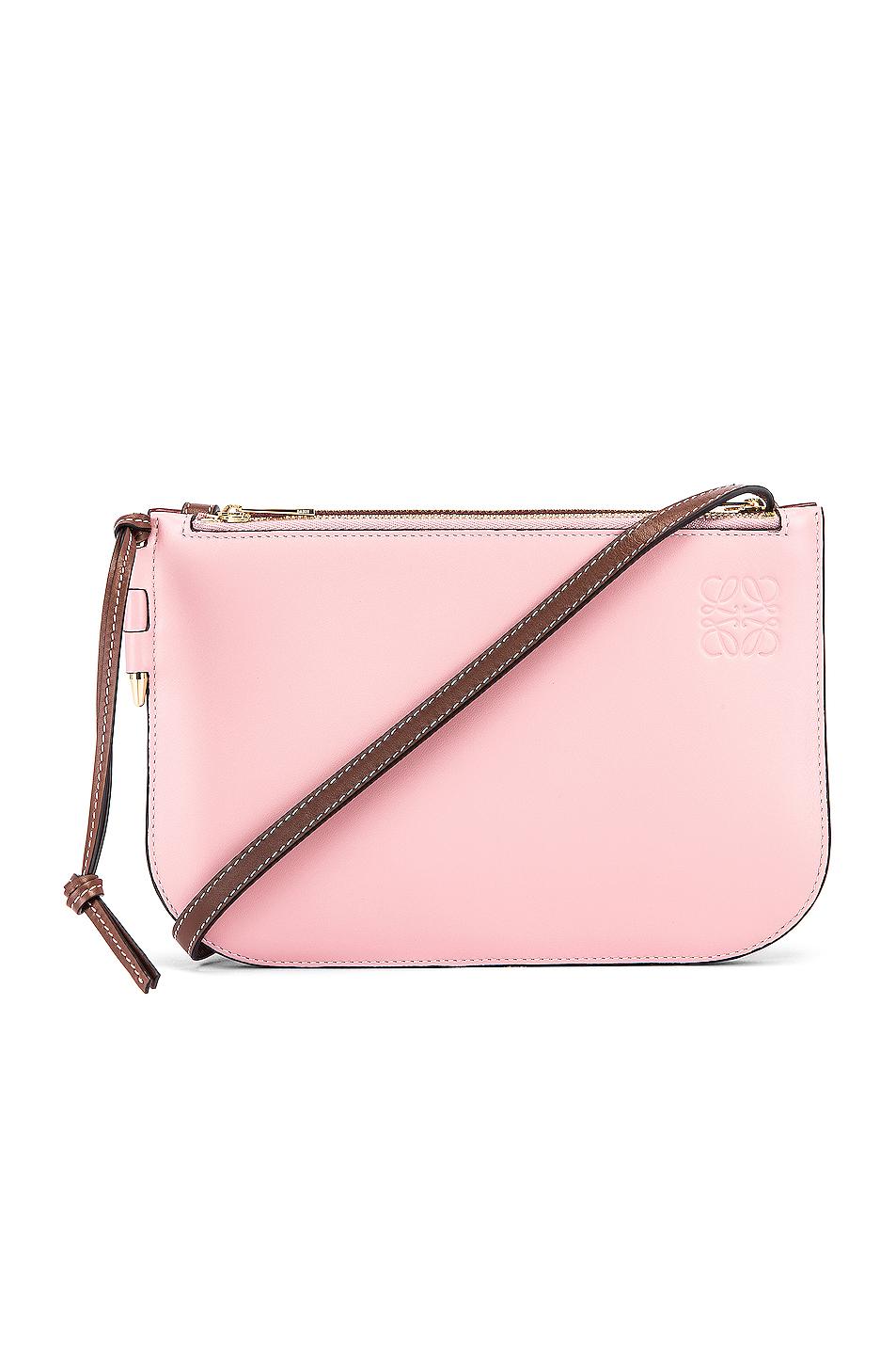 Loewe Leather Double Zip Gate Pouch in Pink | Lyst