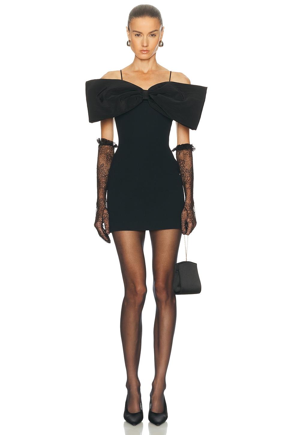 knee length dresses for ladies David Koma Black Satin Asymmetric Long Sleeved Mini Dress Size UK 12 –  Sellier main image 0