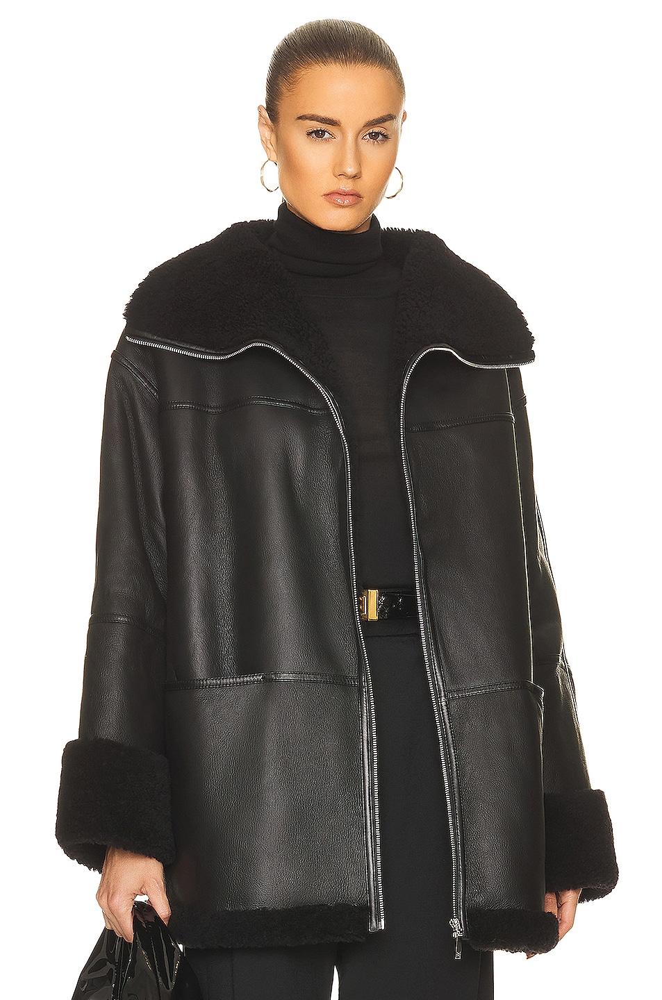 Totême Signature Shearling Jacket in Black Lyst