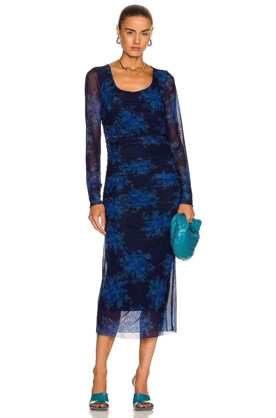 Ganni Synthetic Printed Mesh Dress in 