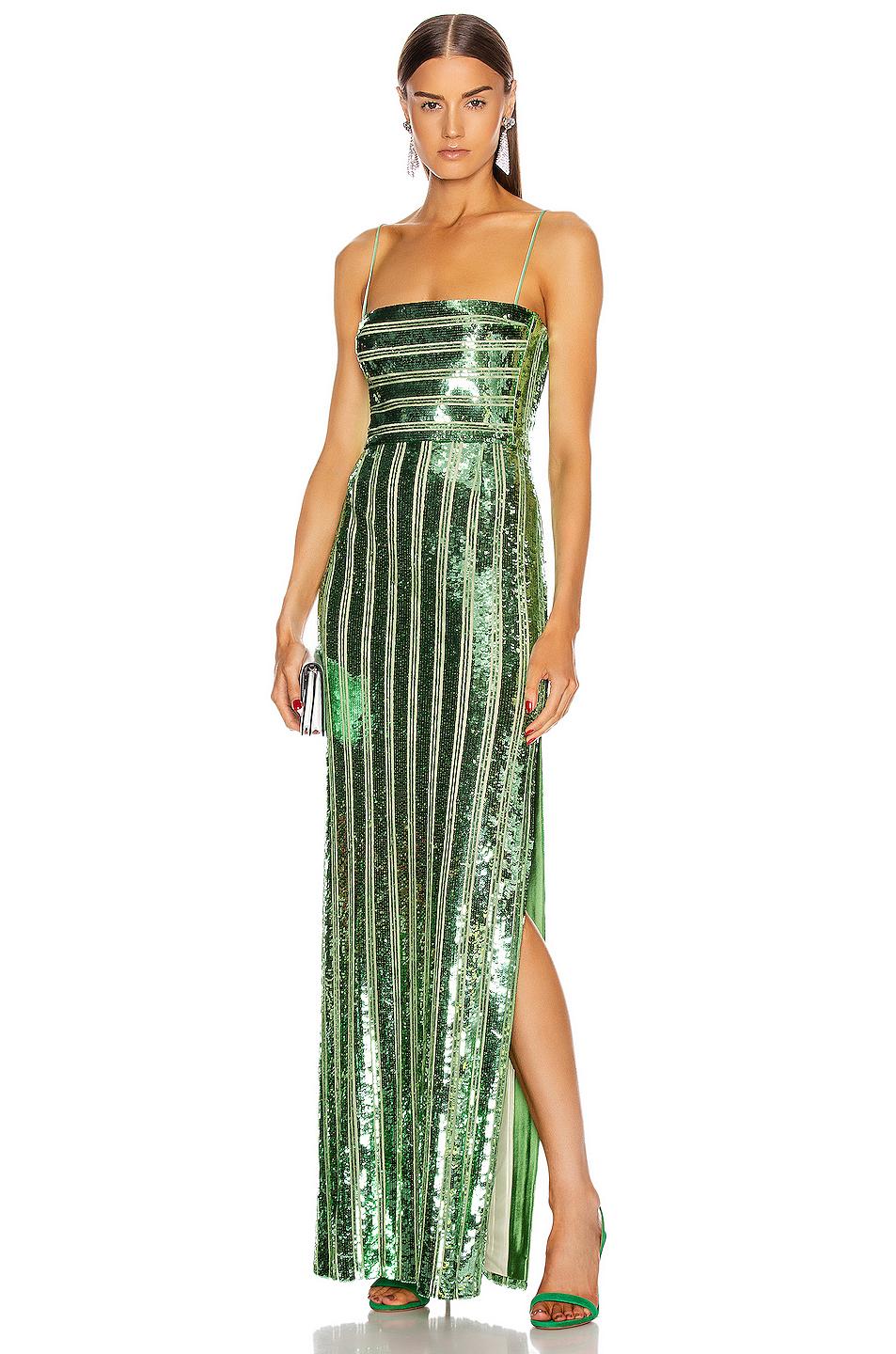 Galvan London Stargaze Bandeau Dress in Green | Lyst