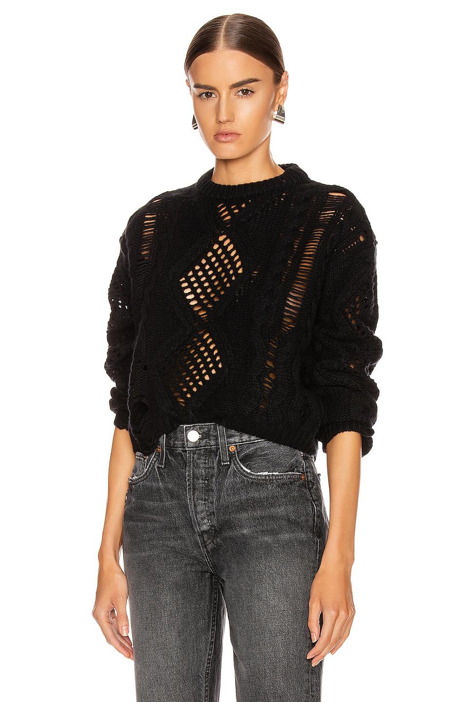 Amiri Wool Cropped Sweater in Black - Lyst