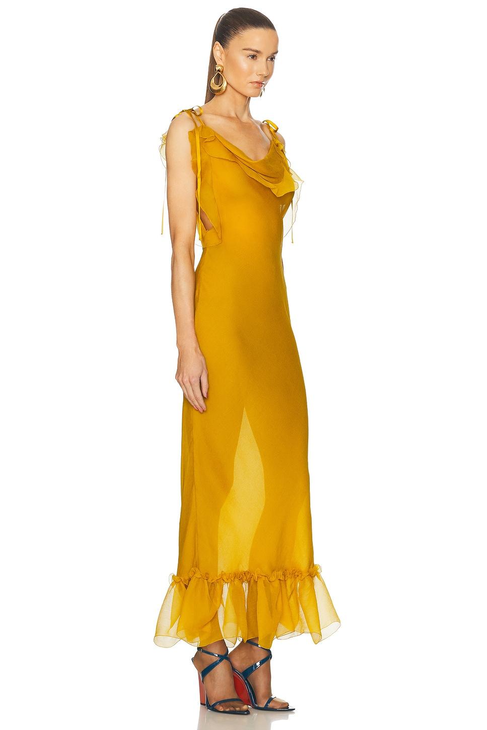 【SAINT LAURENT・サンローラン】 LONG DRESS ワンピース Saint Laurent Long Slip Dress in Yellow | Lyst