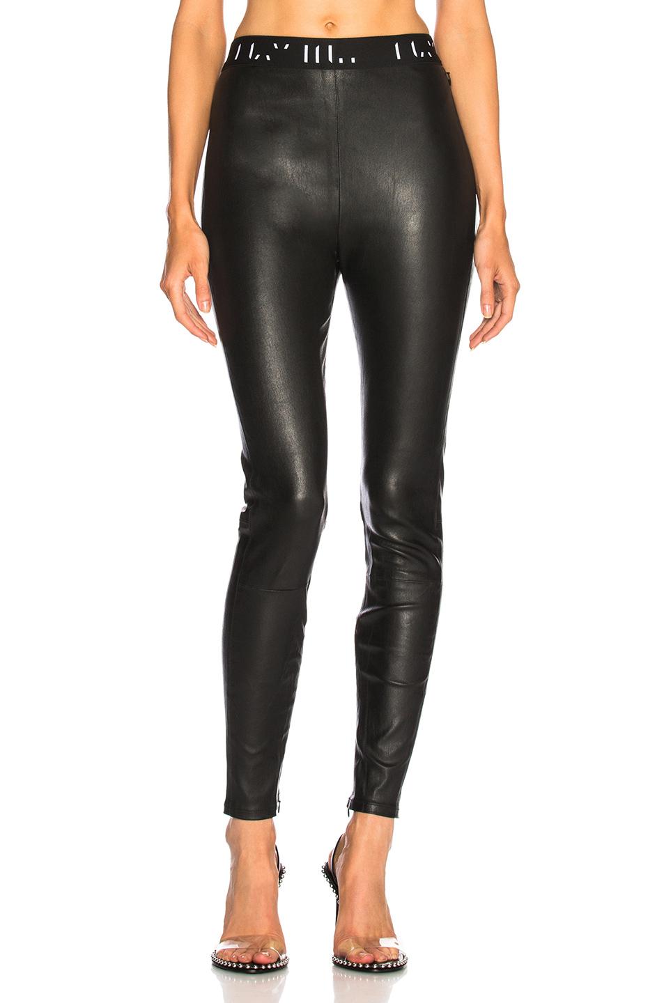 Unravel Project Leather High Waisted Leggings in Black & White (Black ...