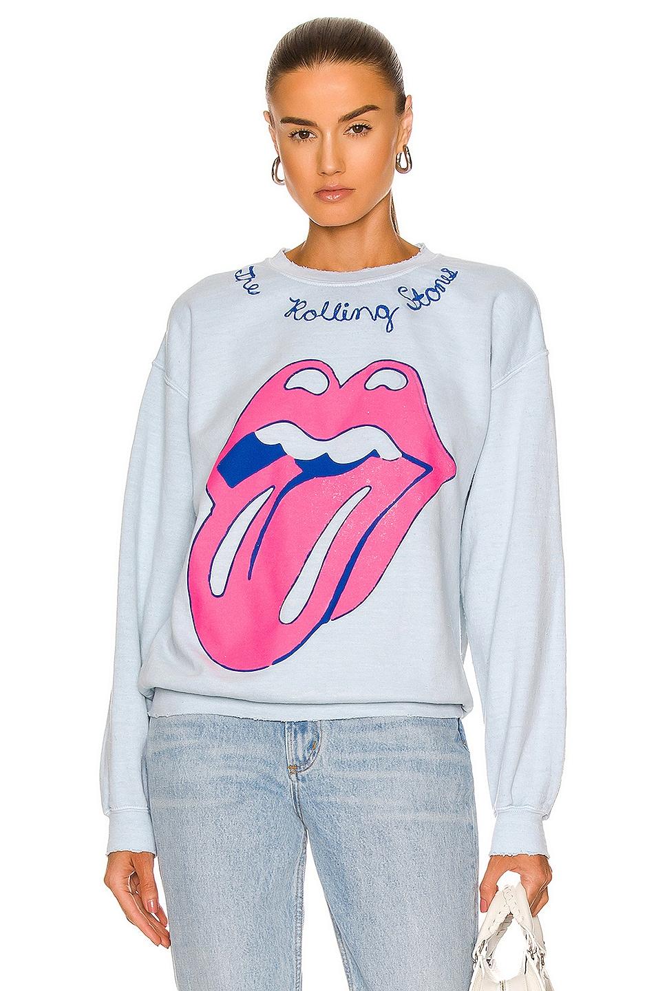 pink rolling stones sweatshirt