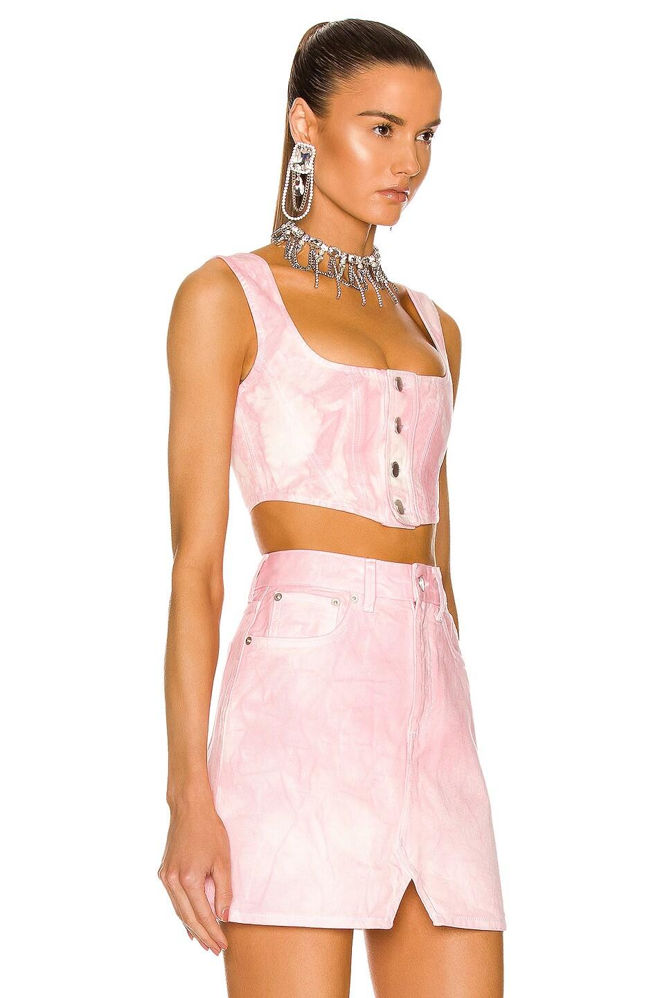 Alessandra Rich Denim Corset in Acid 