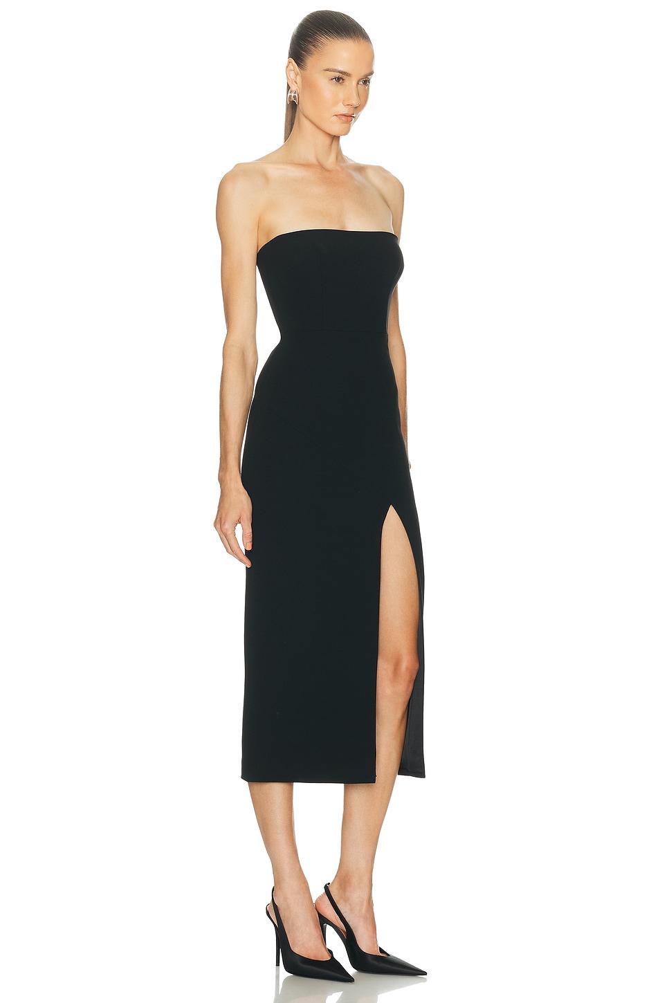 alex perry black strapless dress Strapless Longline High Low Mini Dress in Stretch Mesh main image 1