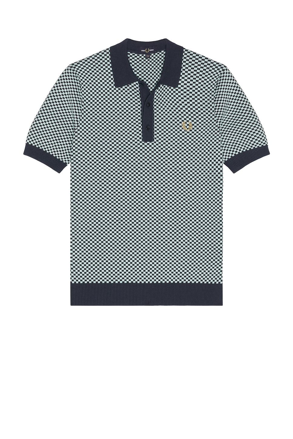 Fred Perry Chequerboard Knitted Polo Shirt in Blue for Men | Lyst