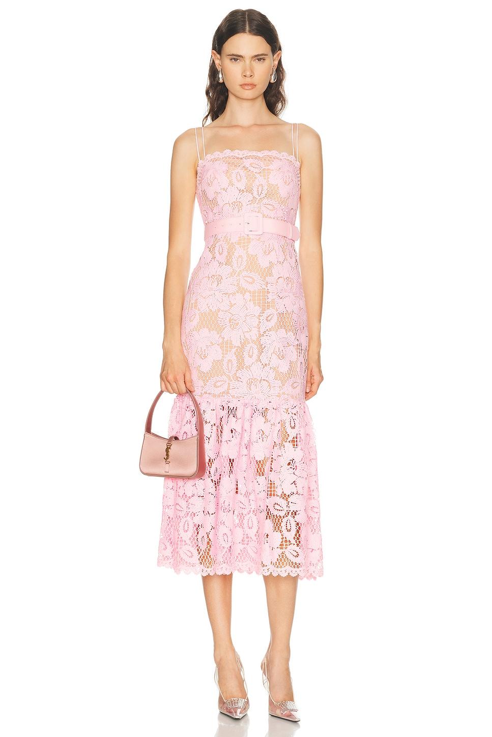 sachin and babi light blue dress White Lace Panel Midi Dress by Self-Portrait