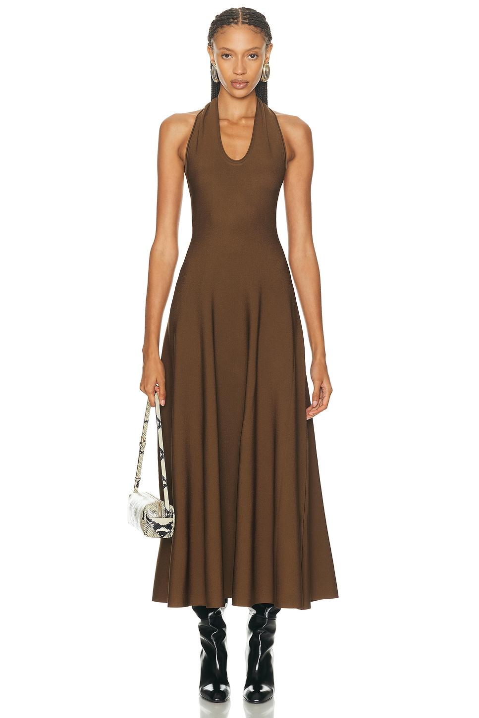 KHAITE Melina Dress in Brown | Lyst