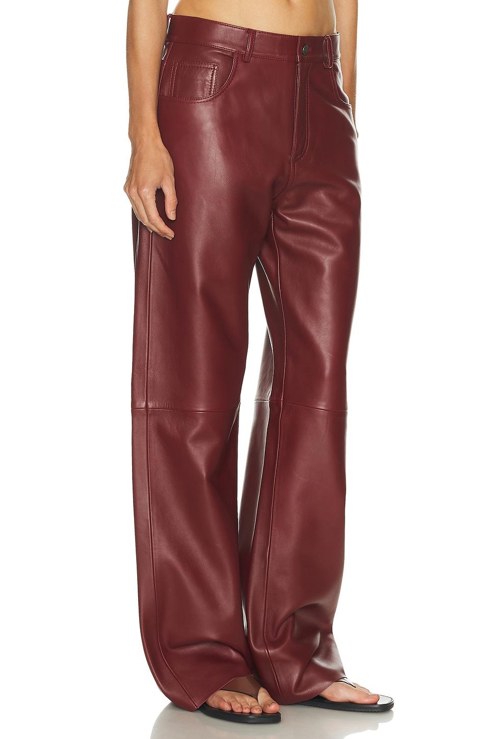 Ladies Trousers Leather Split Hem Pants Zara Wide Leg Zara Red