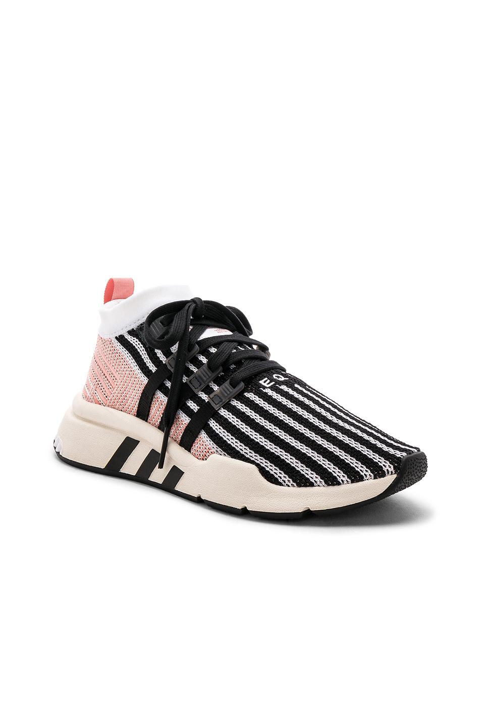 adidas originals eqt support mid adv trainers in black and pink