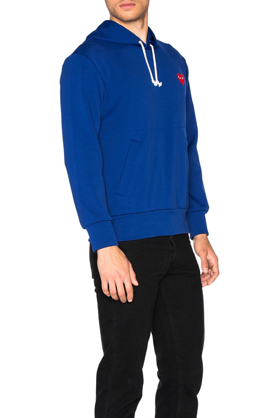 COMME DES GARÇONS PLAY Red Emblem Poly Hoodie in Navy (Blue) for Men - Lyst