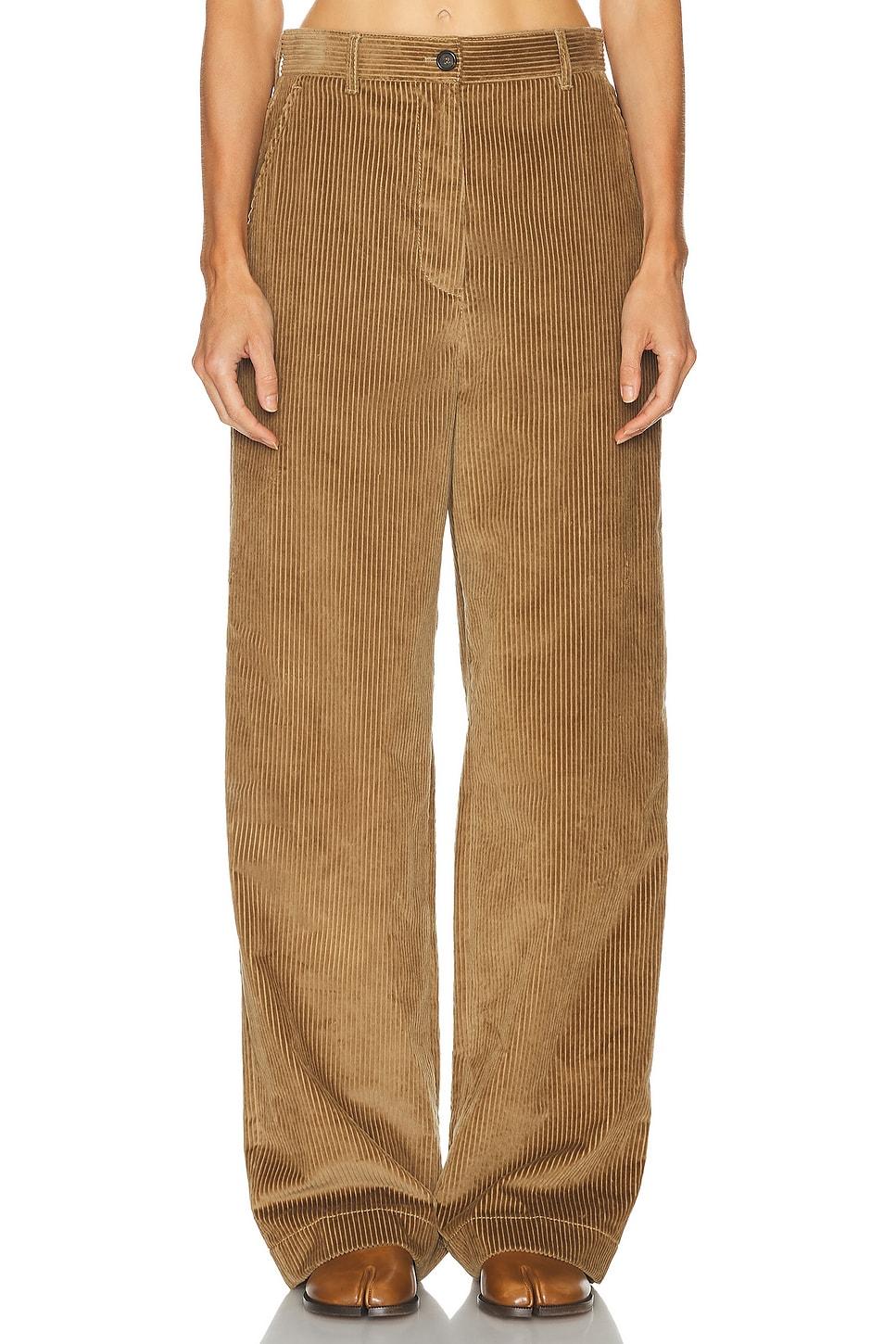 【関税&送料込】Miu Miu Camel Corduroy Pant miu-miu-Brown-Embroidered-Logo