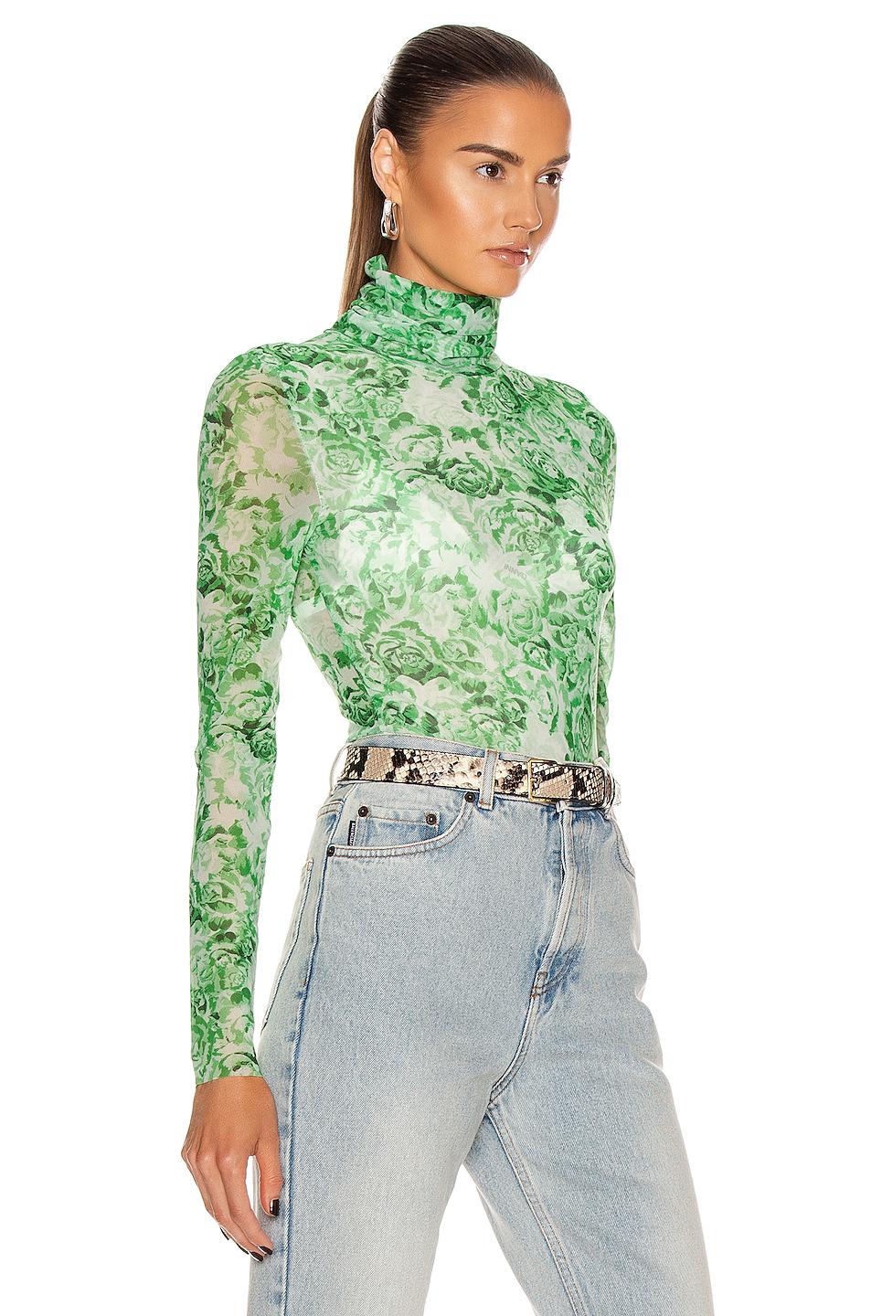 Ganni Synthetic Printed Mesh Top in 