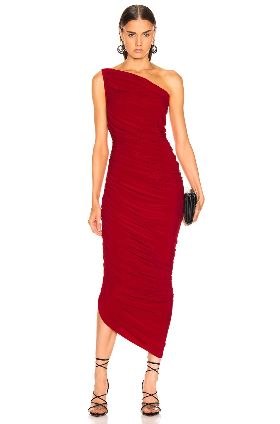 norma kamali diana gown red