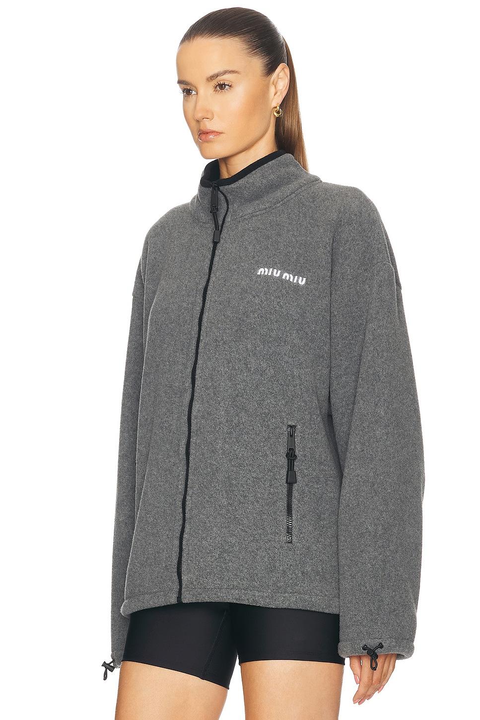 Miu Miu Zip Up Jacket in Gray | Lyst