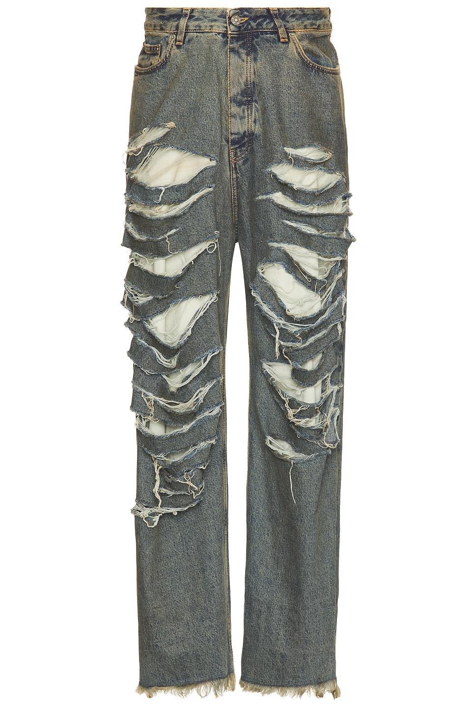 424 Big Daddy デニムショートパンツ フォートゥーフォー Distressed Big Daddy Denim Short in Black by 424