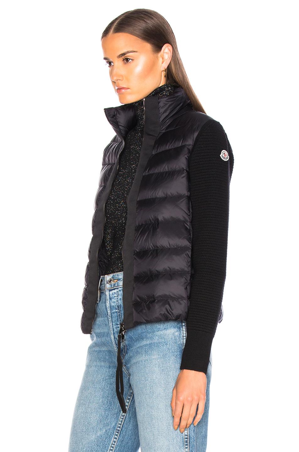 Moncler Wool Maglione Tricot Cardigan in Black | Lyst