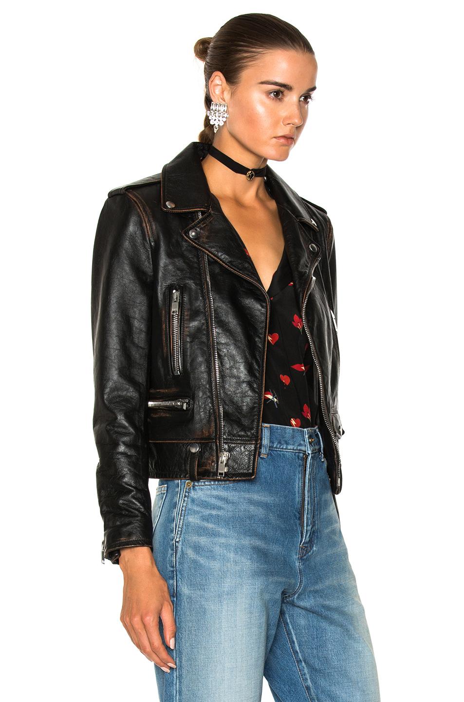 Saint Laurent Leather Smoking Large Lips Motorcycle Jacket in Black Lyst