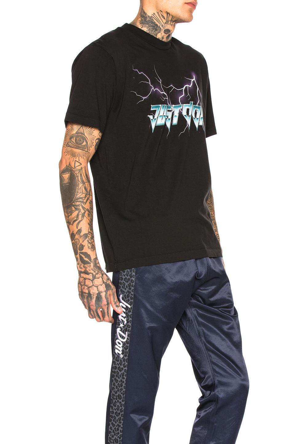 Just Don Cotton Electric Lightning Graphic Tee in Black for Men - Lyst