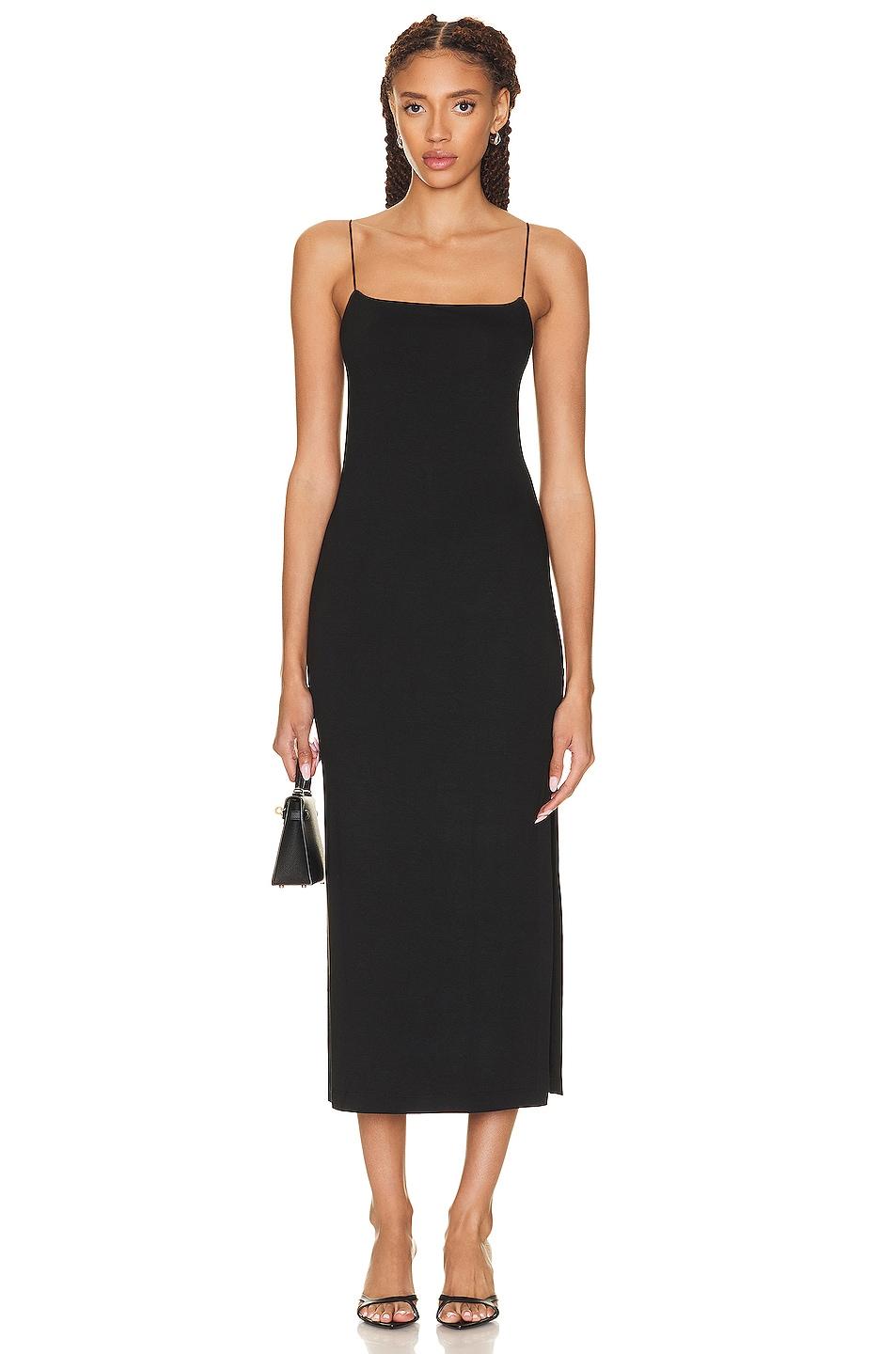 Enza Costa Italian Strappy Side Slit Maxi Dress in Black | Lyst