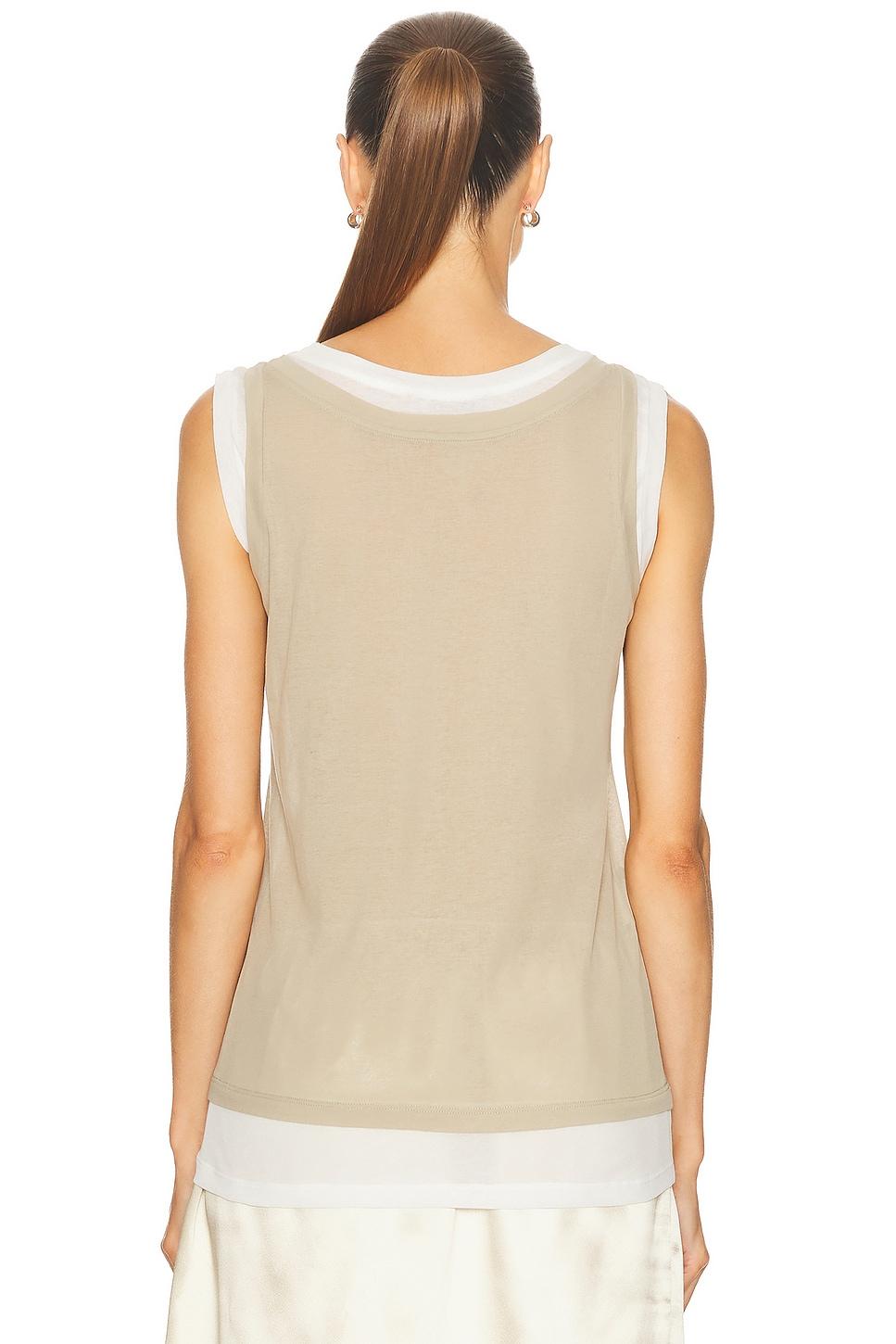 Miu Miu /ベージュ タンクトップ Miu Miu /ベージュ タンクトップ Tan / Pink Ribbed Jersey Top | Miu