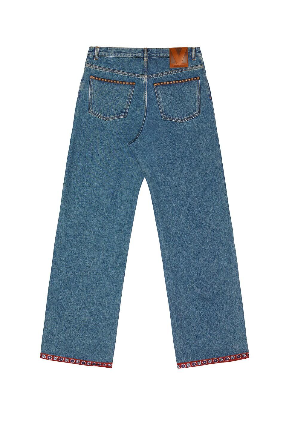 デニム・ジーパン VALENTINO JEANS MEDIUM BLUE Valentino - Medium Blue Embroidered Hem Jean | Mitchell Stores