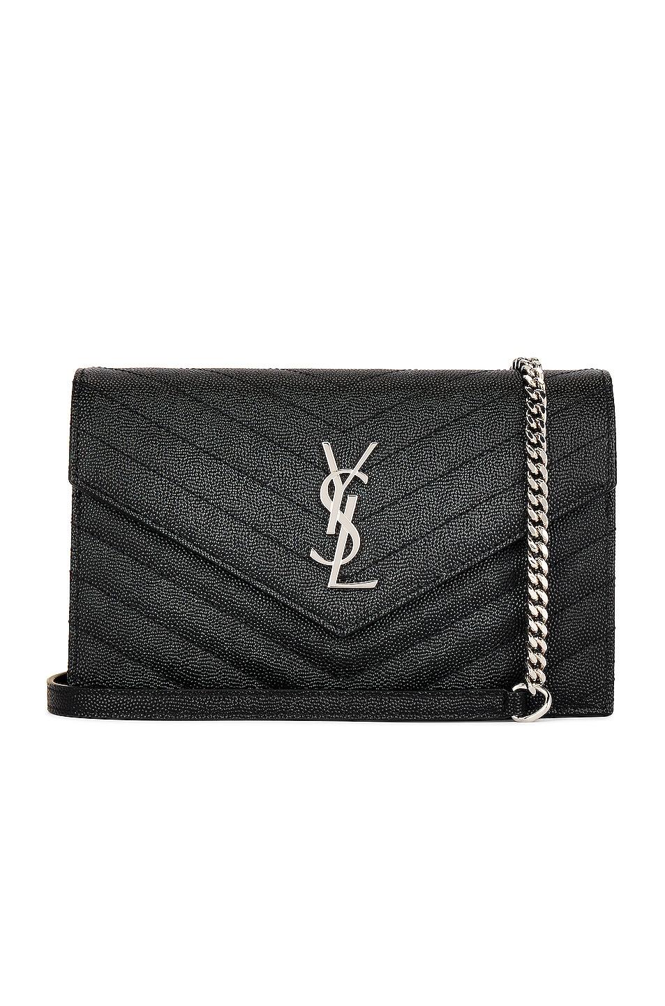 Saint Laurent Cassandra Envelope Chain Wallet Bag in Black | Lyst