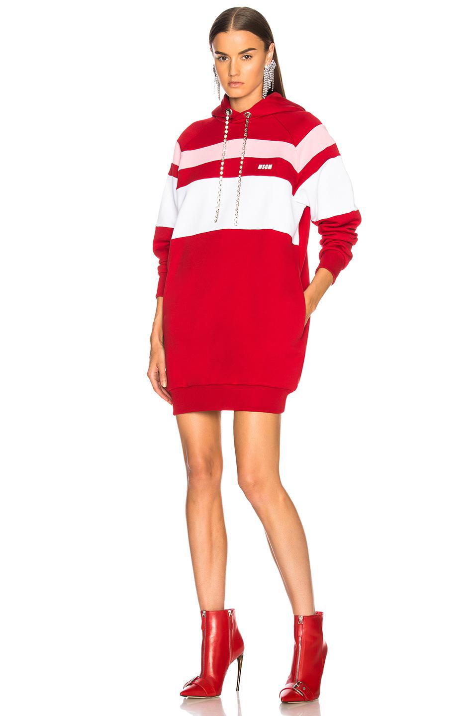 Lyst Msgm Hooded Dress in Red