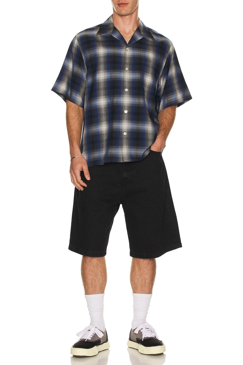 Wacko Maria Ombre Check Open Collar Shirt in Blue for Men | Lyst
