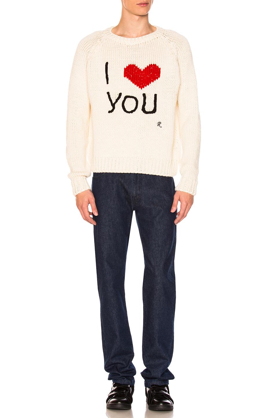 raf simons i love you sweater
