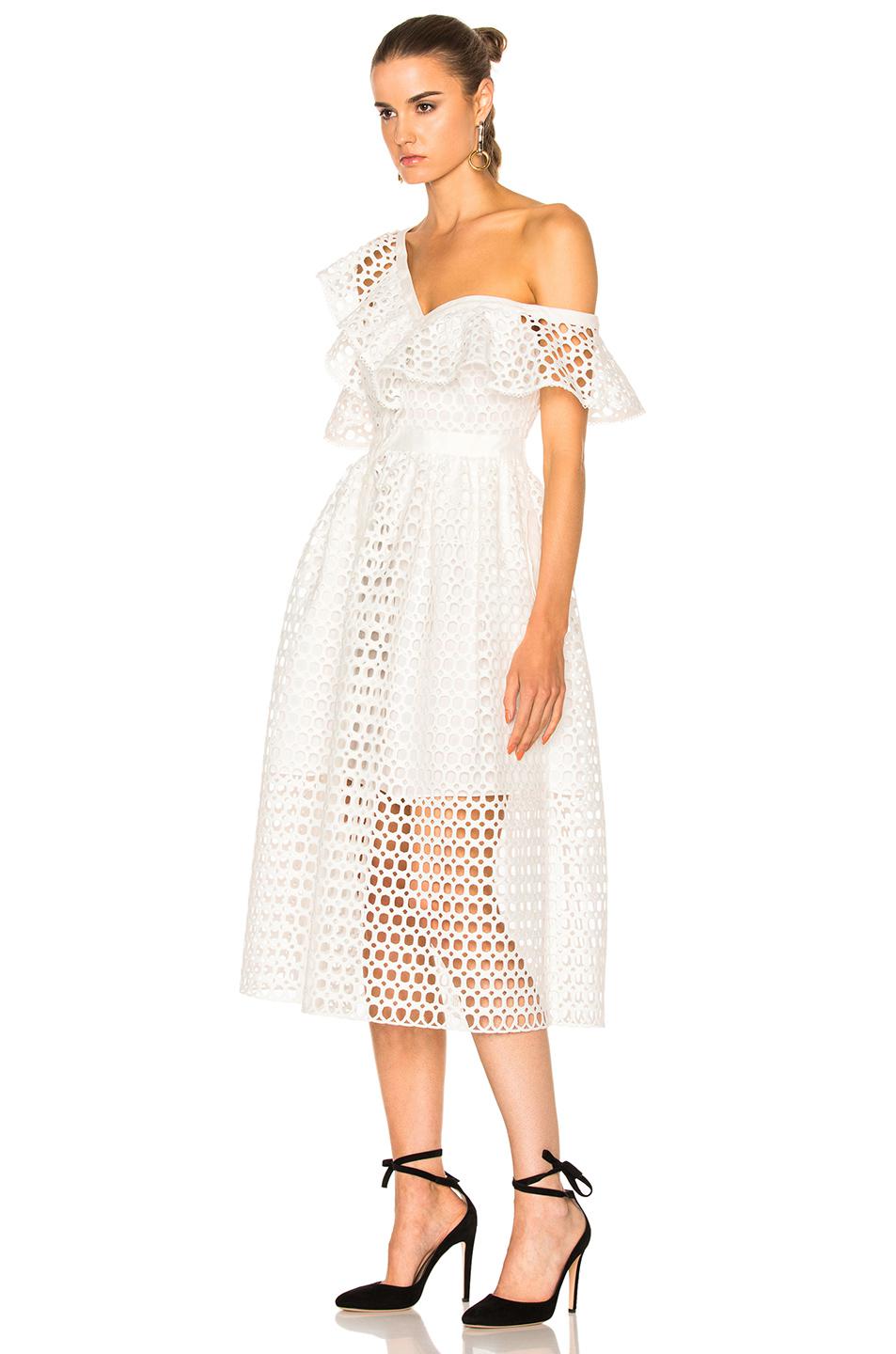 lace frill midi dress