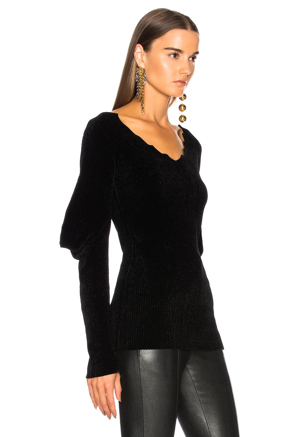 Loewe Velvet V Neck Sweater in Black Lyst