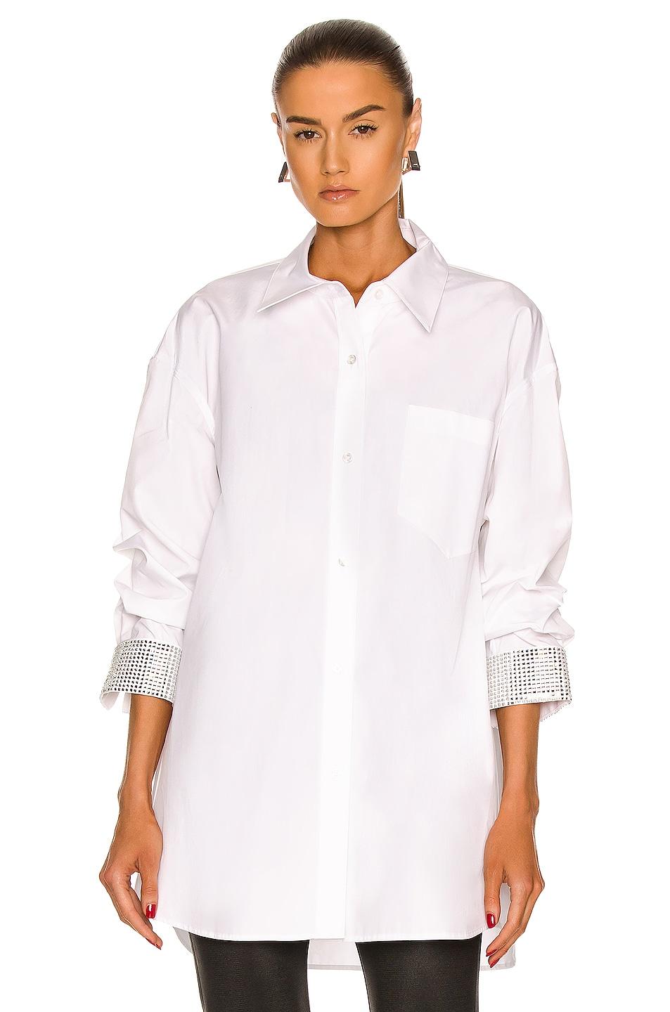 Blåt mærke Savvy Strømcelle Alexander Wang Crystal Cuff Button Down Shirt in White | Lyst