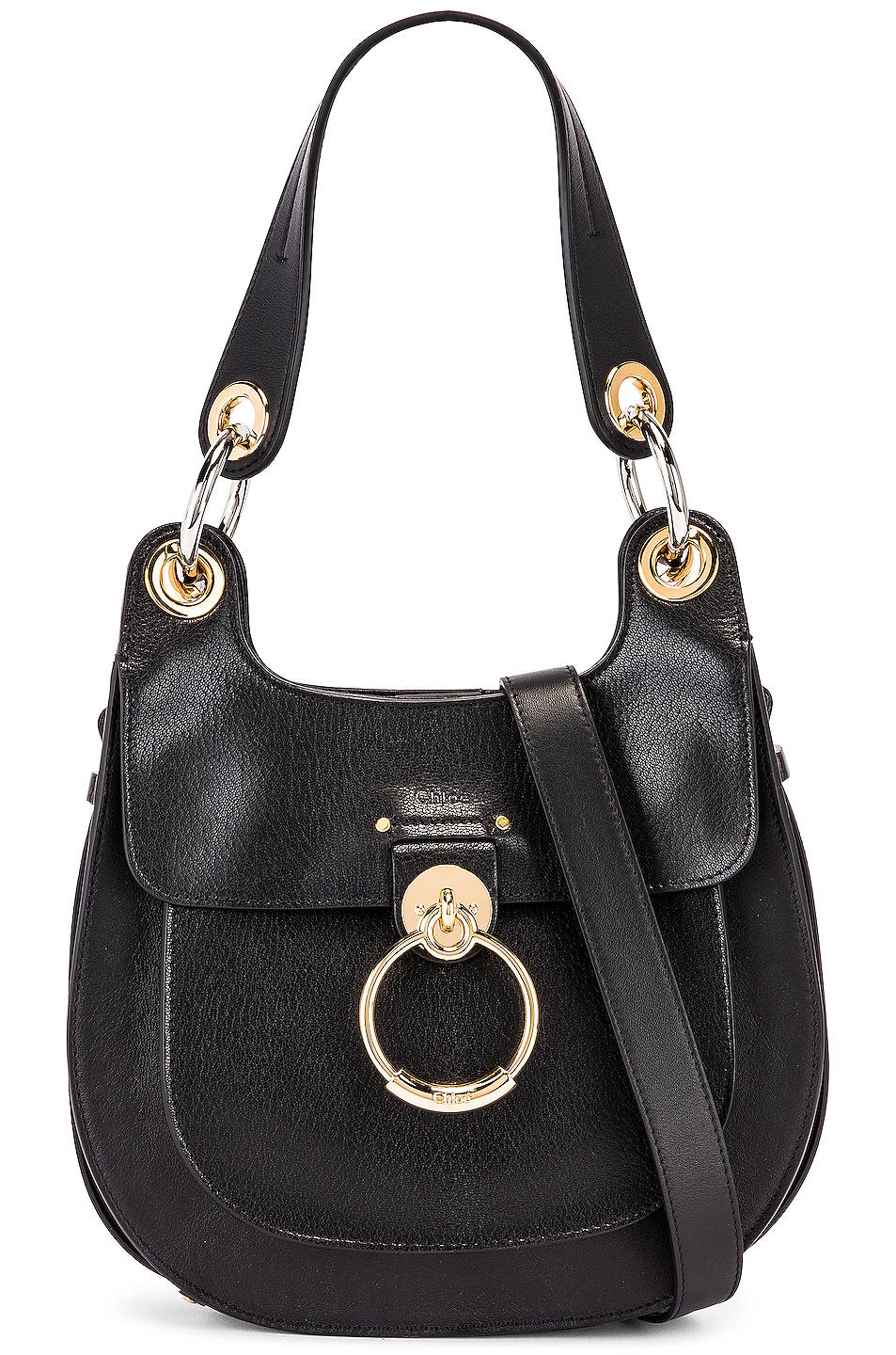 Chloé Small Tess Leather Hobo Bag in Black - Lyst