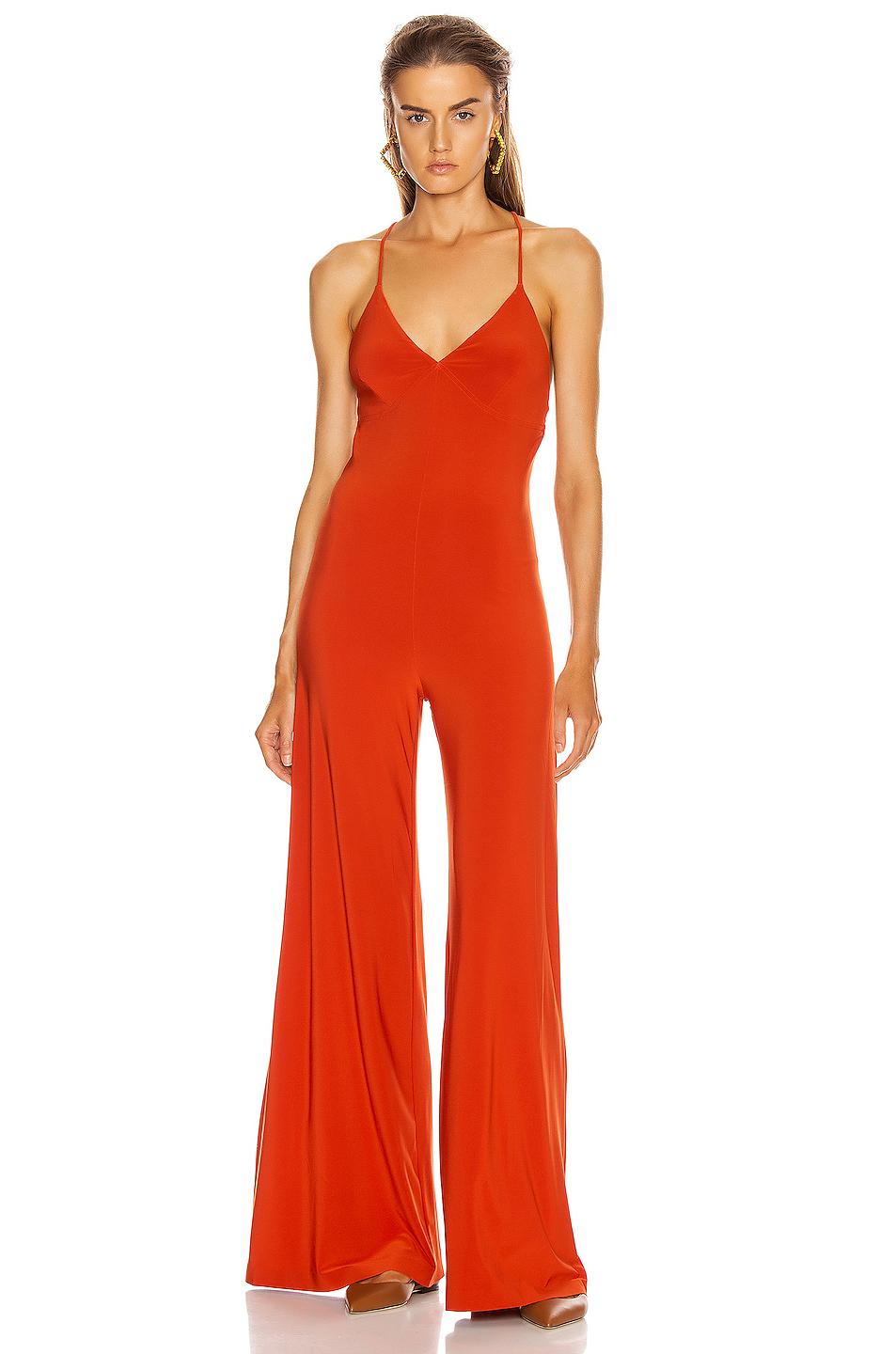 Norma Kamali Synthetic Low Back Slip Jumpsuit in Cinnamon (Red) - Lyst