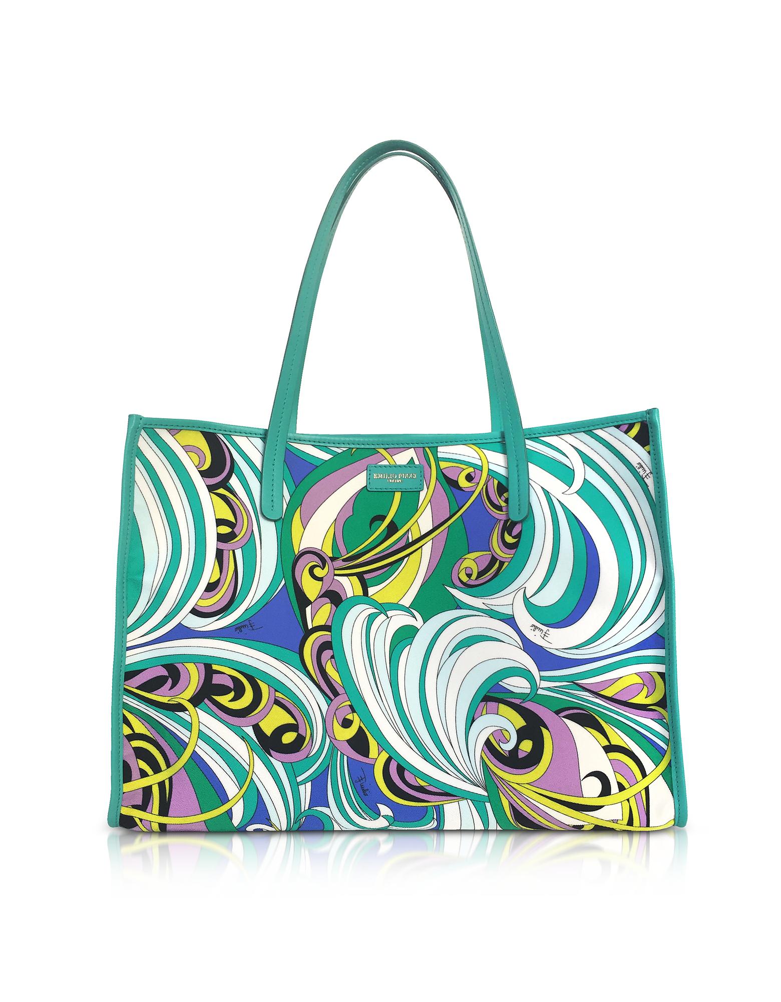 Emilio Pucci Turquoise And Mint Green Fabric Tote Bag Lyst Emilio Pucci Turquoise And Mint Green Fabric Tote Bag Lyst