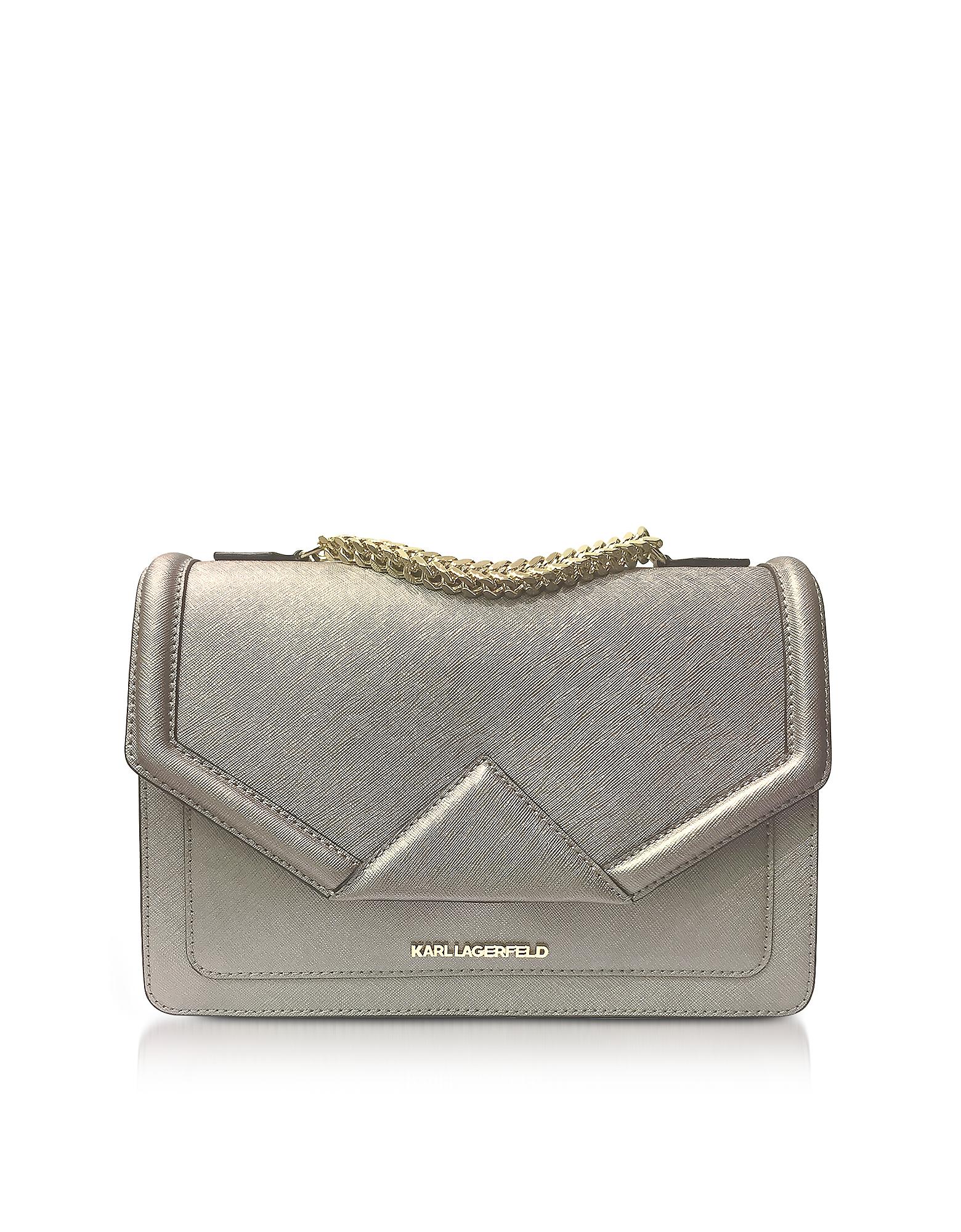 Karl Lagerfeld K/klassik Bronze Leather Shoulder Bag in Metallic Lyst