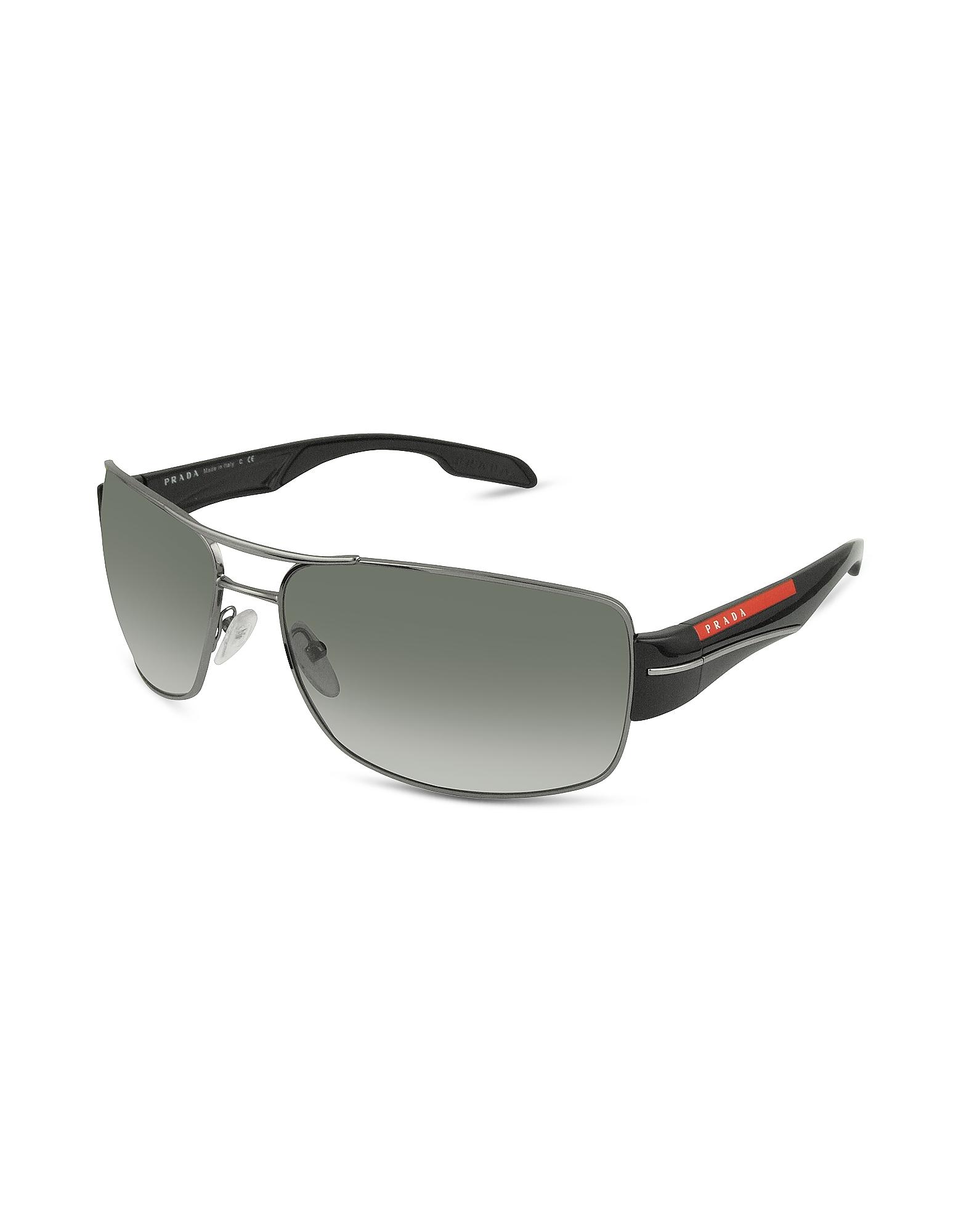Prada Rectangle Metal Frame Sunglasses in Gray for Men Lyst