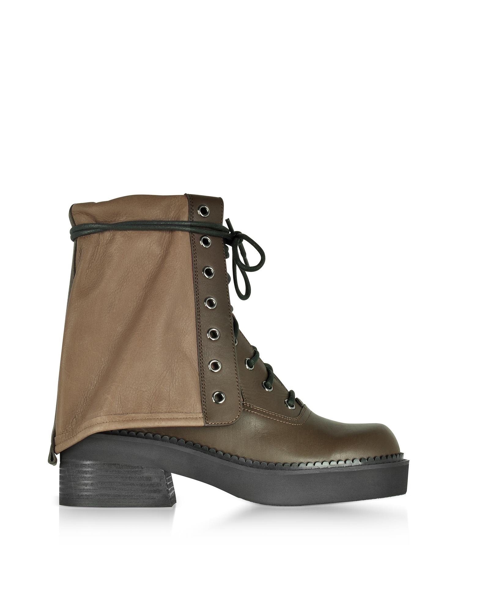 See By Chloé Kaki Calf Leather Combat Boots - Lyst
