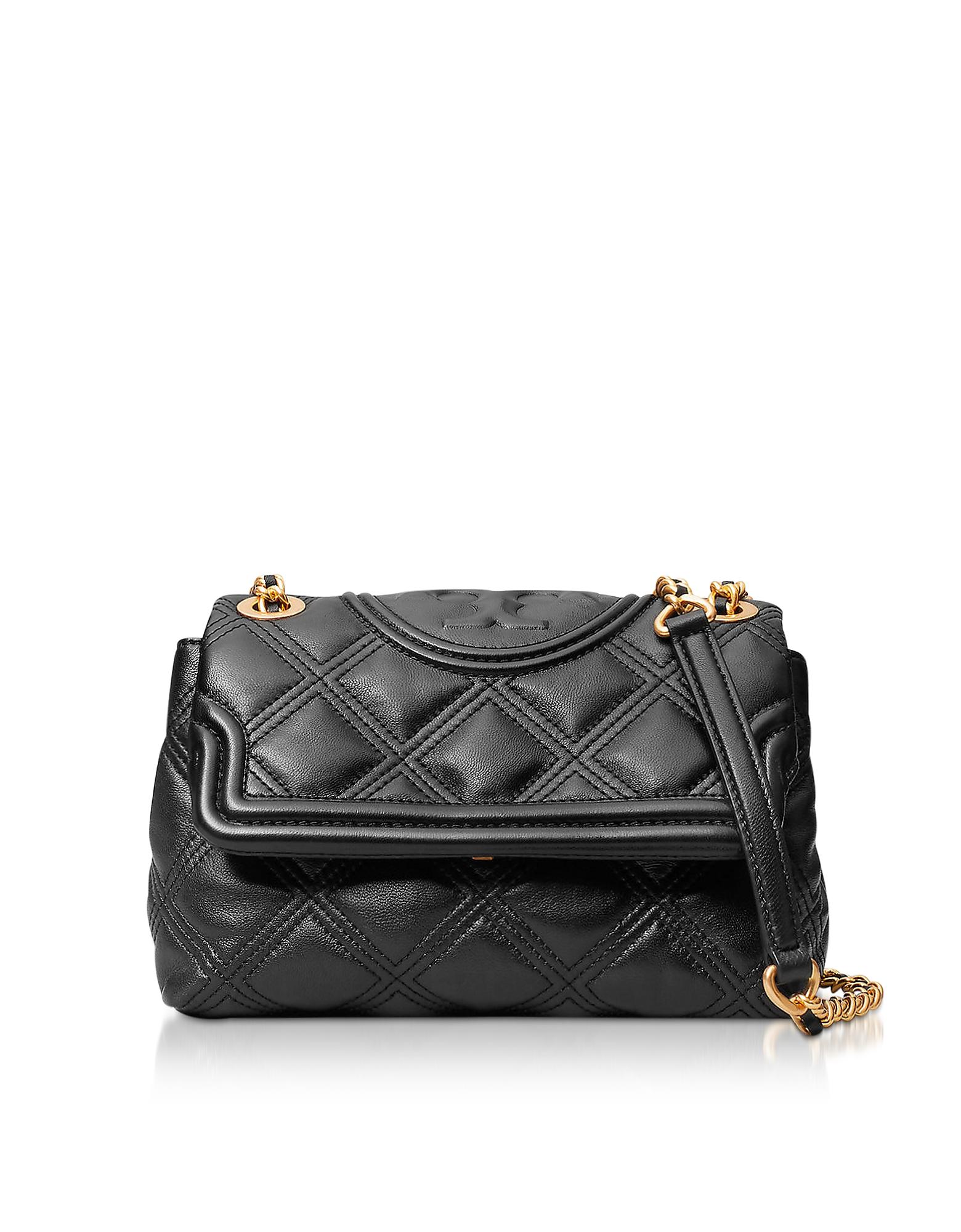 Tory Burch Fleming Soft Small Convertible Shoulder Bag in Black Leather