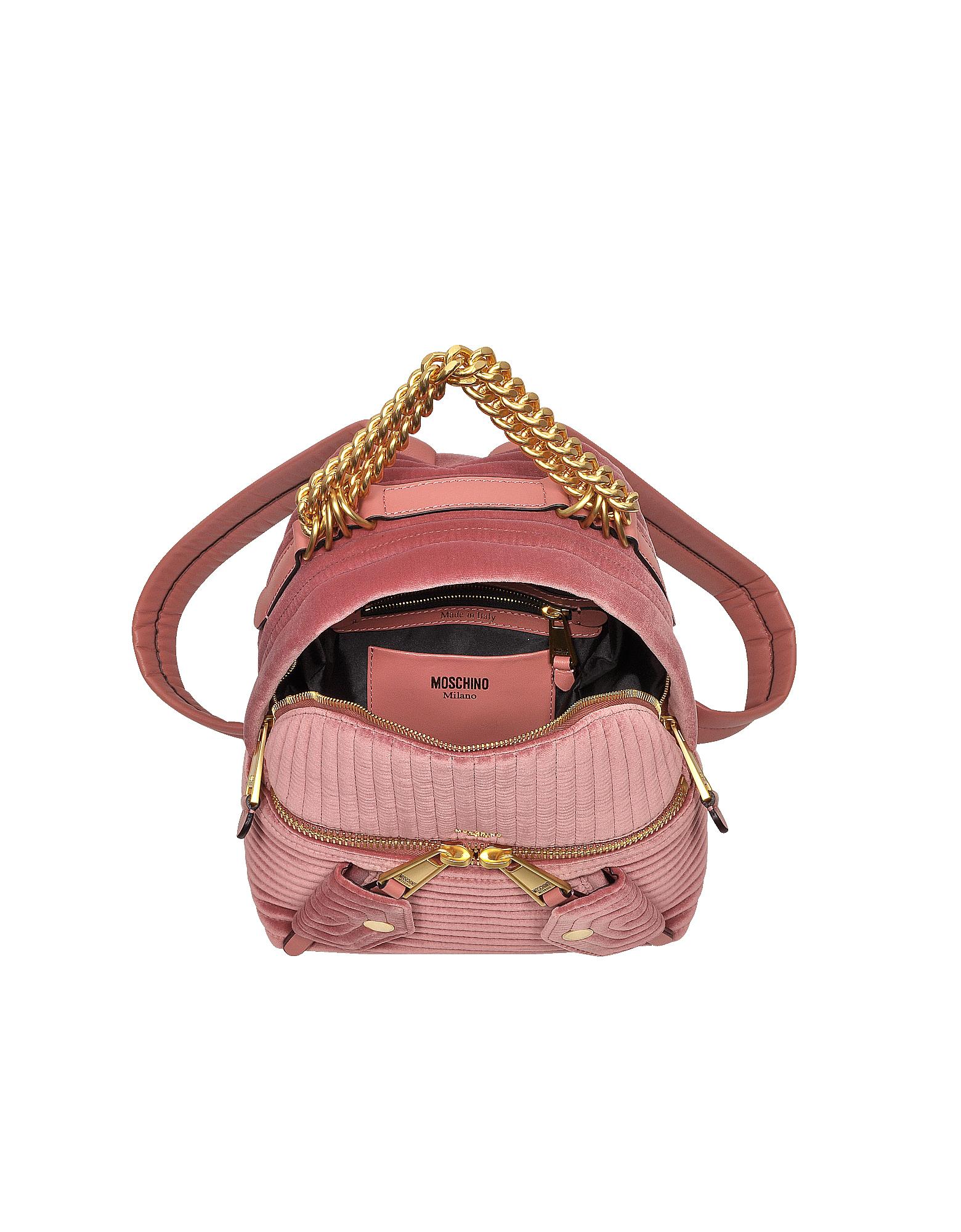 Moschino Pink Quilted Velvet Backpack - Lyst